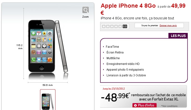 iPhone 4 1 euro Virgin Mobile