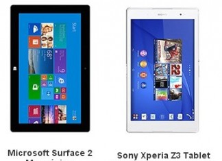 surface 2 vs sony xperia z3 tab compact