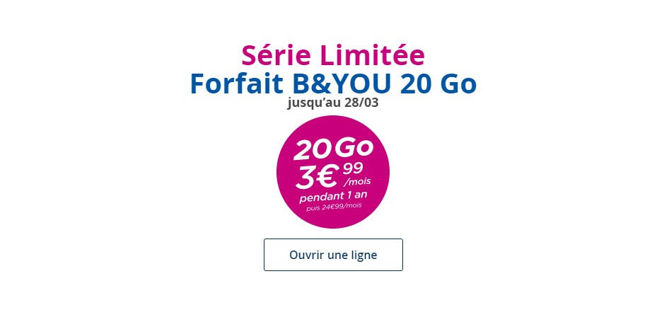 Bouygues Télécom : Profitez D'une Série Limitée B&YOU 20GO à 3.99 ...