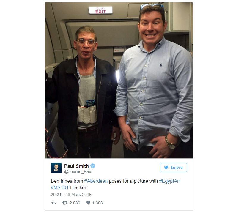 Selfie avec l'homme qui détourne un avion