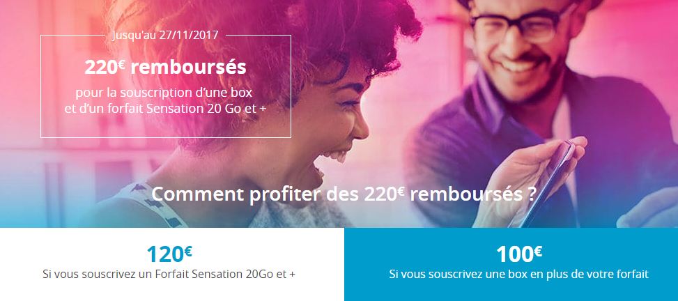 Bouygues Telecom rembourse 220 euros forfait Sensation 20 Go et + box