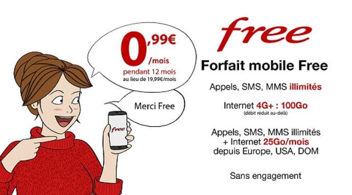 Free Mobile forfait 100 Go Vente Privée