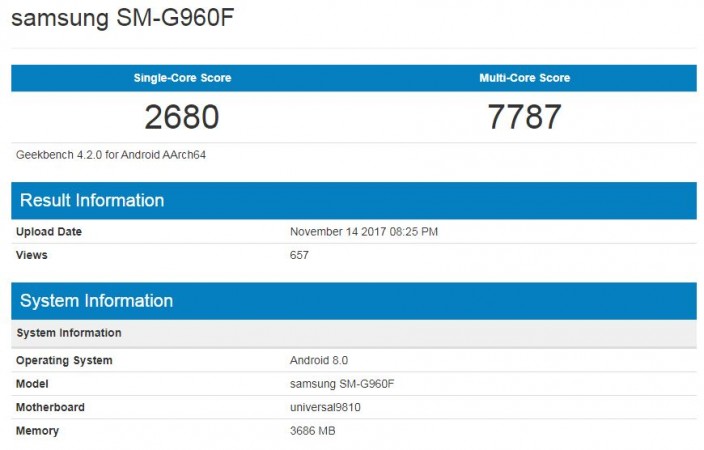 1510969520 samsung galaxy s9 benchmarks - Samsung Galaxy S9+ : la fiche technique présentée sur GeekBench