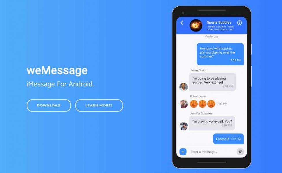 weMessage application appli iOS Android Mac iMessage