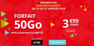 Forfait sans engagement 50 Go Auchan Telecom