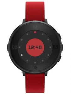 Pebble Time Round 14mm Cuir Rouge