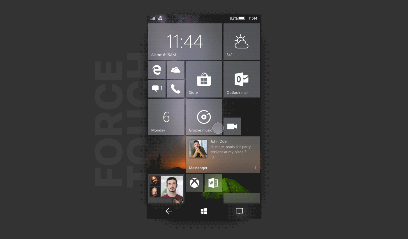 Windows 10 Mobile - concept Fluent Design