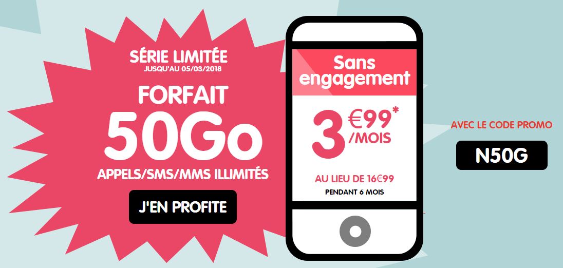 Le forfait 50 Go de NRJ Mobile passe à 3.99 euros !