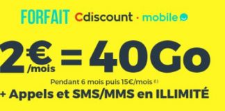 Cdiscount Mobile 40 Go 2 euros