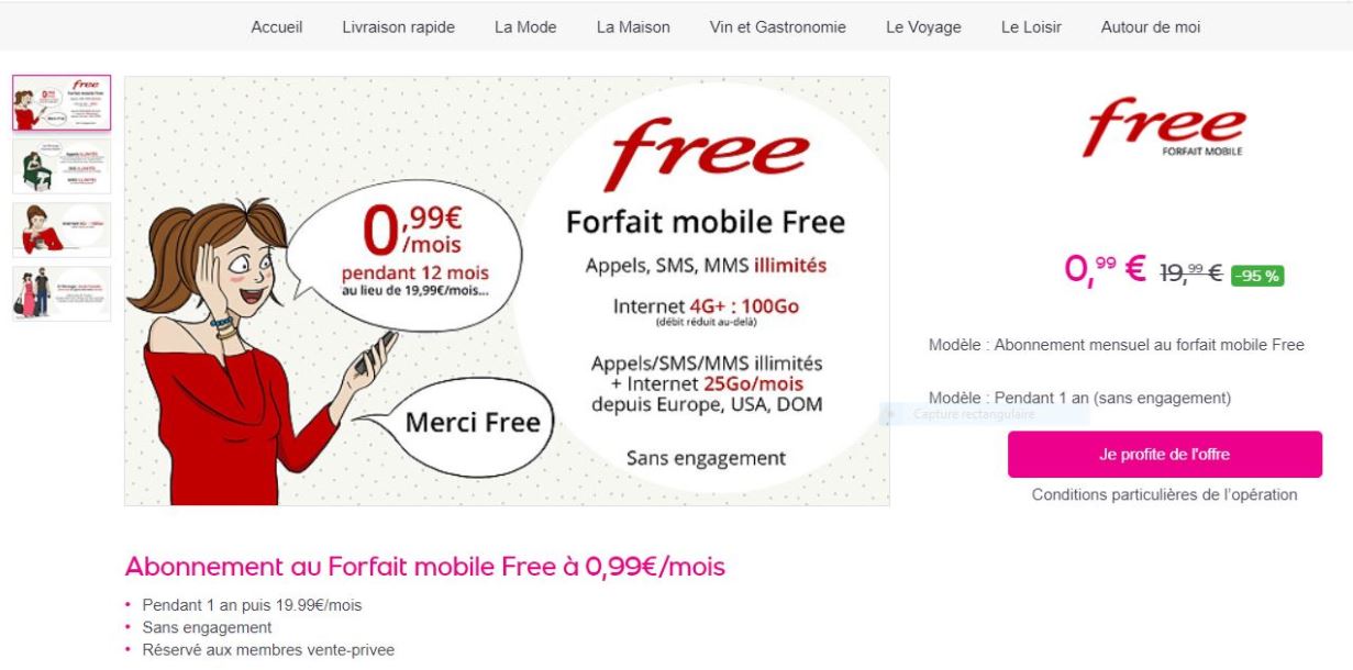 Le forfait 100 Go Free Mobile à 0.99 euro vit ses dernières heures sur Vente Privée !