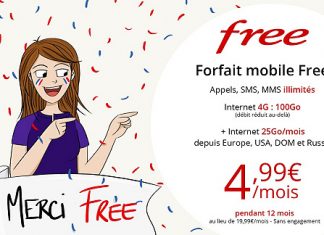 Forfait Free Mobile 4G 100 Go en promo sur Vente Privée