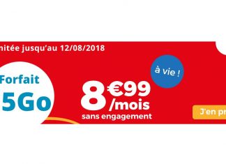 Forfait Auchan Telecom 15 Go à 8.99 euros
