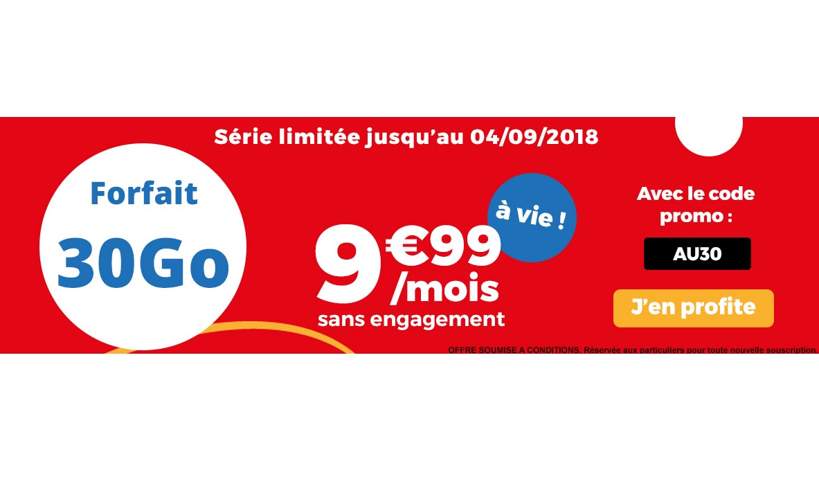 Auchan Telecom propose un forfait 30 Go à 9.99 euros à vie !