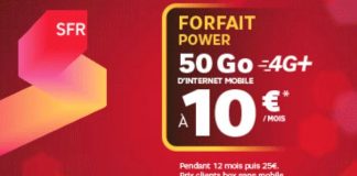 Forfait Power 50 Go SFR à 10 euros
