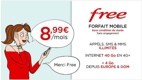 Vente Privée (Veepee) : forfait Free Mobile 40 Go à 8.99 euros à vie !
