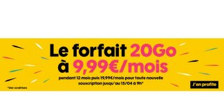 Forfait Sosh 20 Go à 9.99 euros