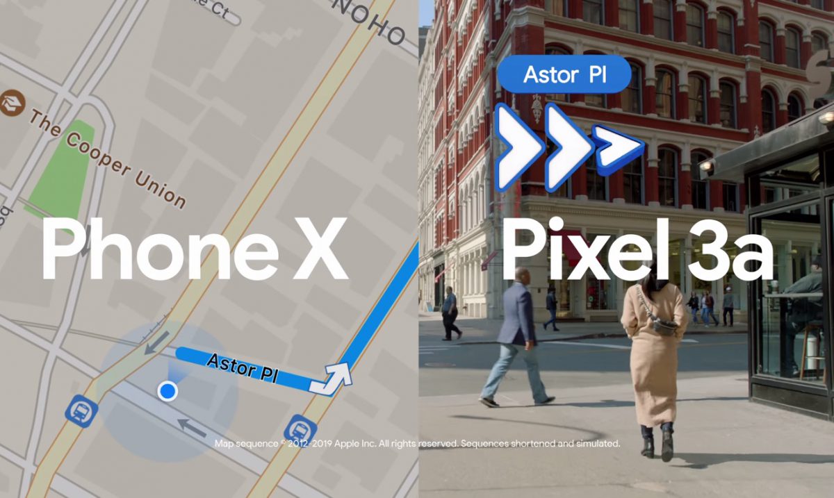 Google Maps vs Plans : quand Google tacle l’iPhone XS avec son Pixel 3a dans une pub