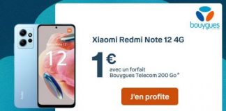 Le nouveau Xiaomi Redmi Note 12 4G est à 1 euro avec le forfait Bouygues Télécom 200 Go