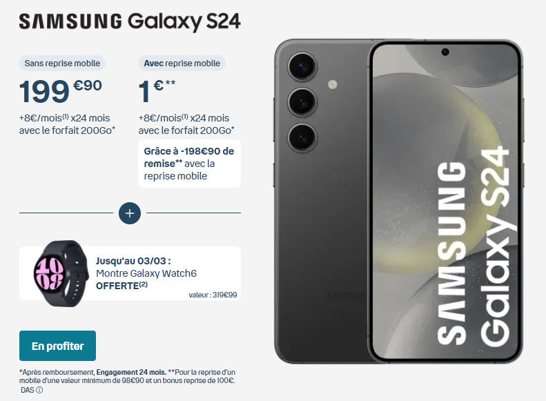 Capture Galaxy S24 - Bouygues Telecom propose une offre très intéressante pour la sortie du Samsung Galaxy S24
